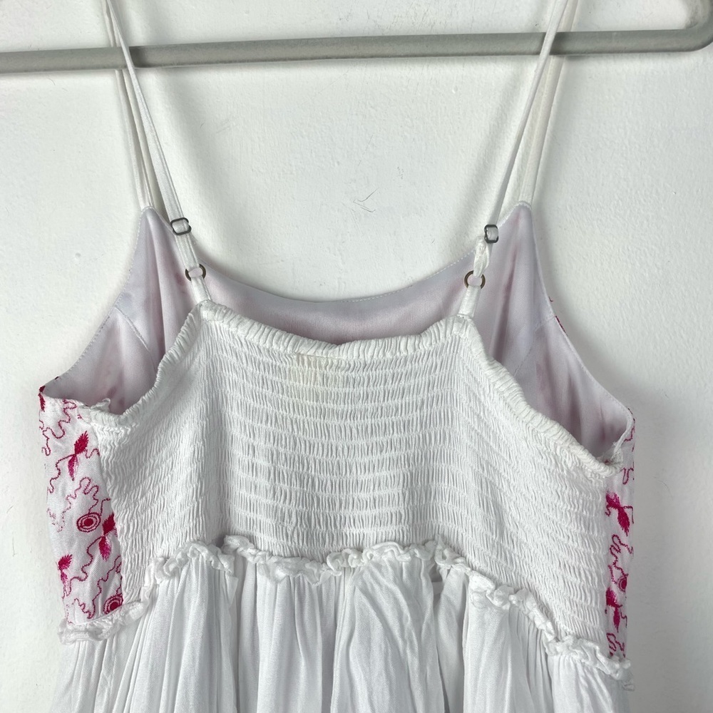 Japna White Mini Dress with Pink Embroidery Size Medium - Picture 5 of 12